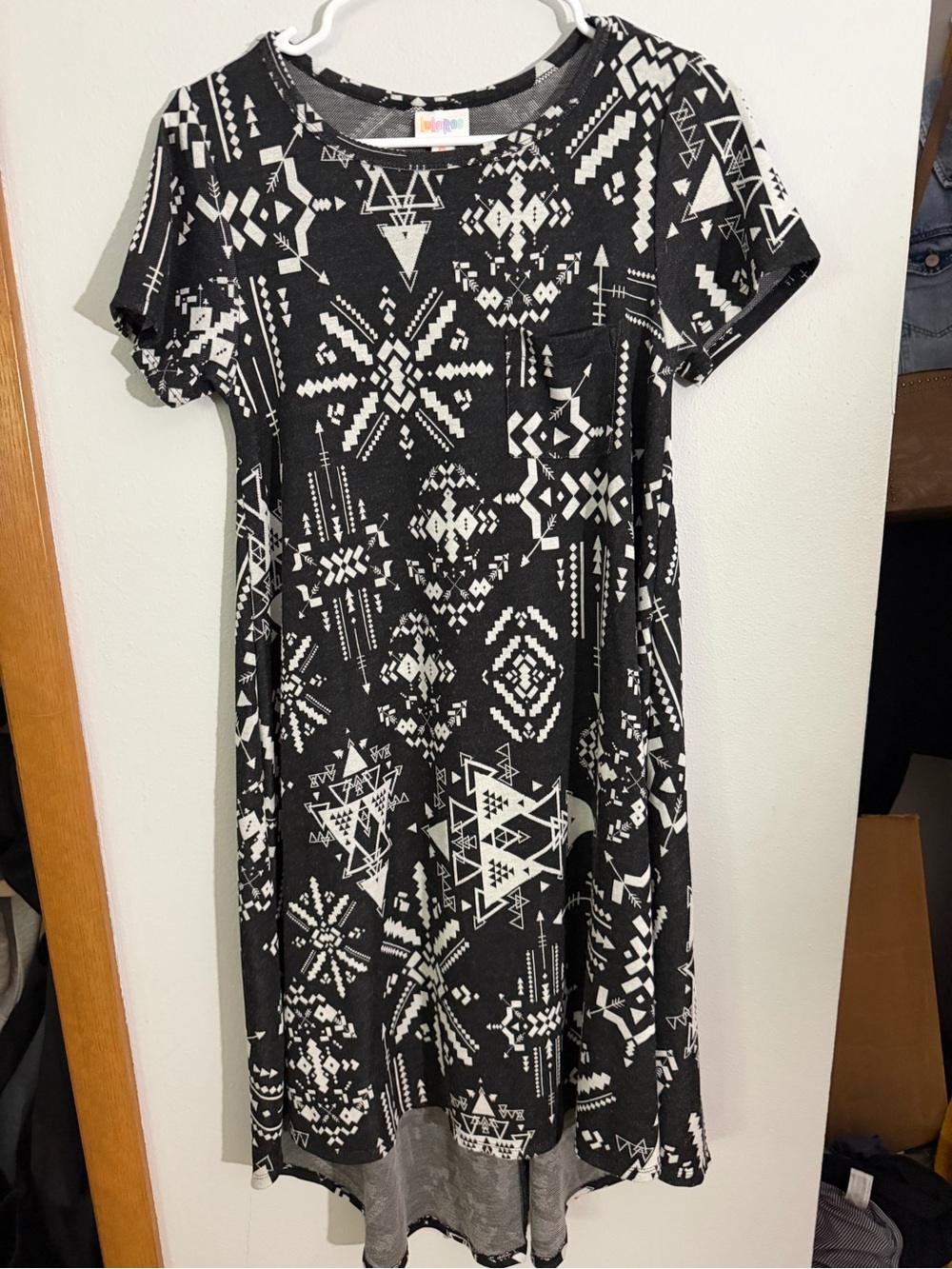 LuLaRoe Black and White Aztec Print Midi Dress